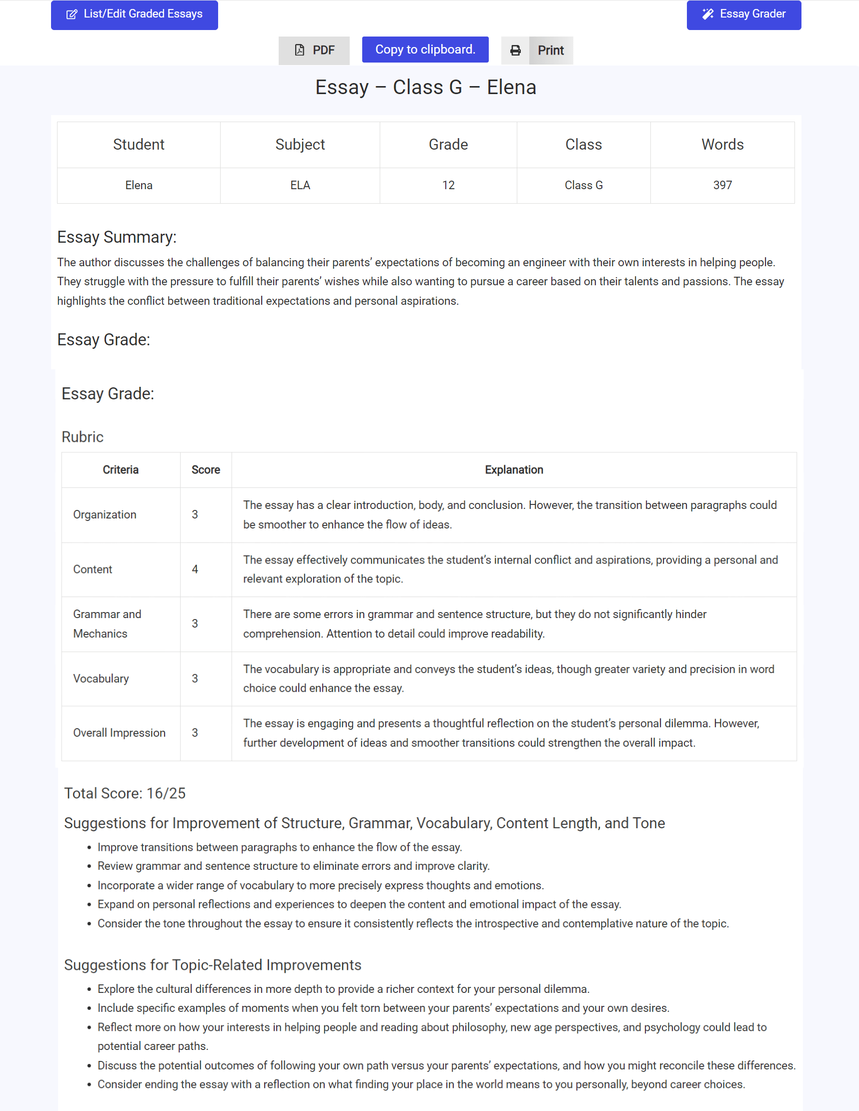 essay checker with grade