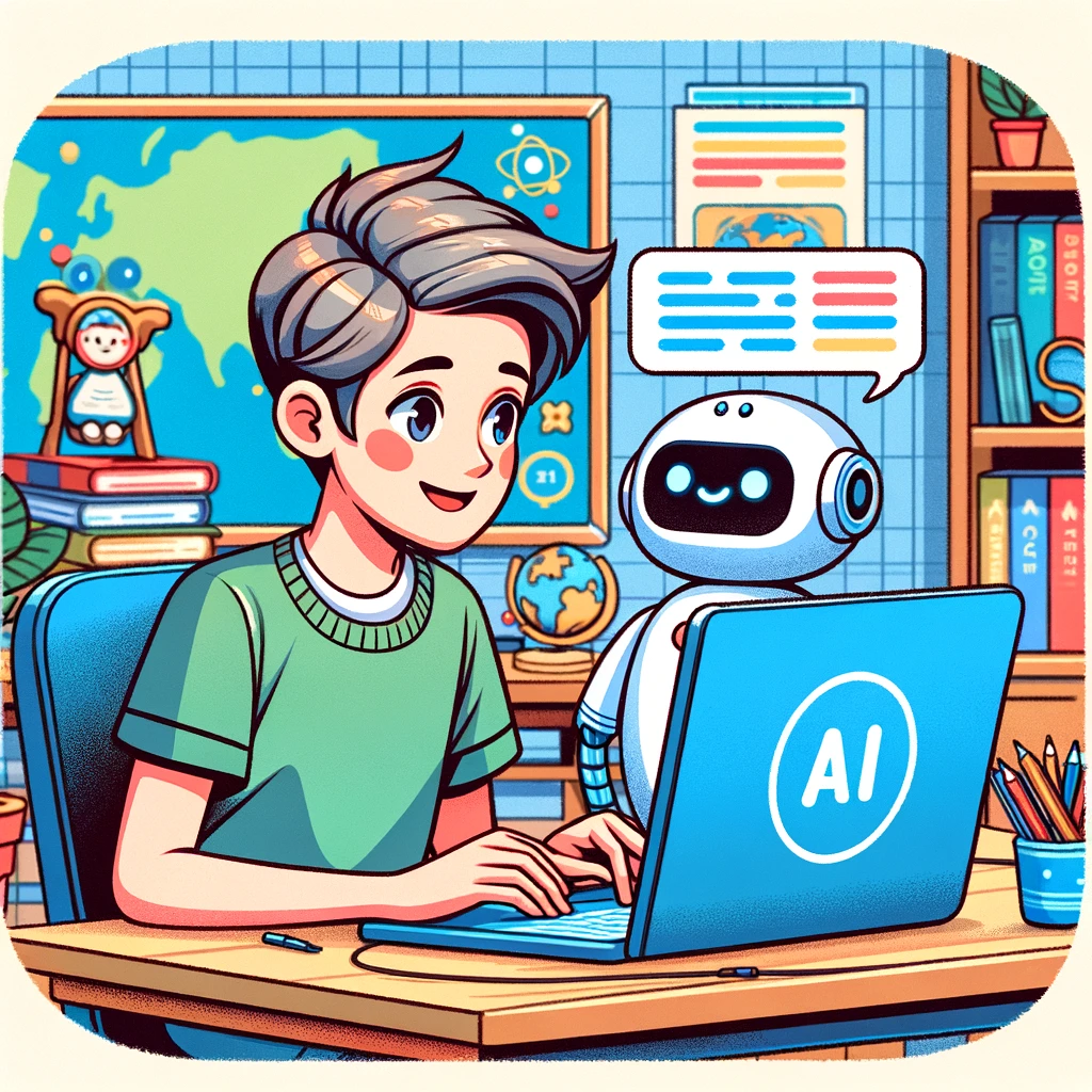 Student and Chatbot Illustration