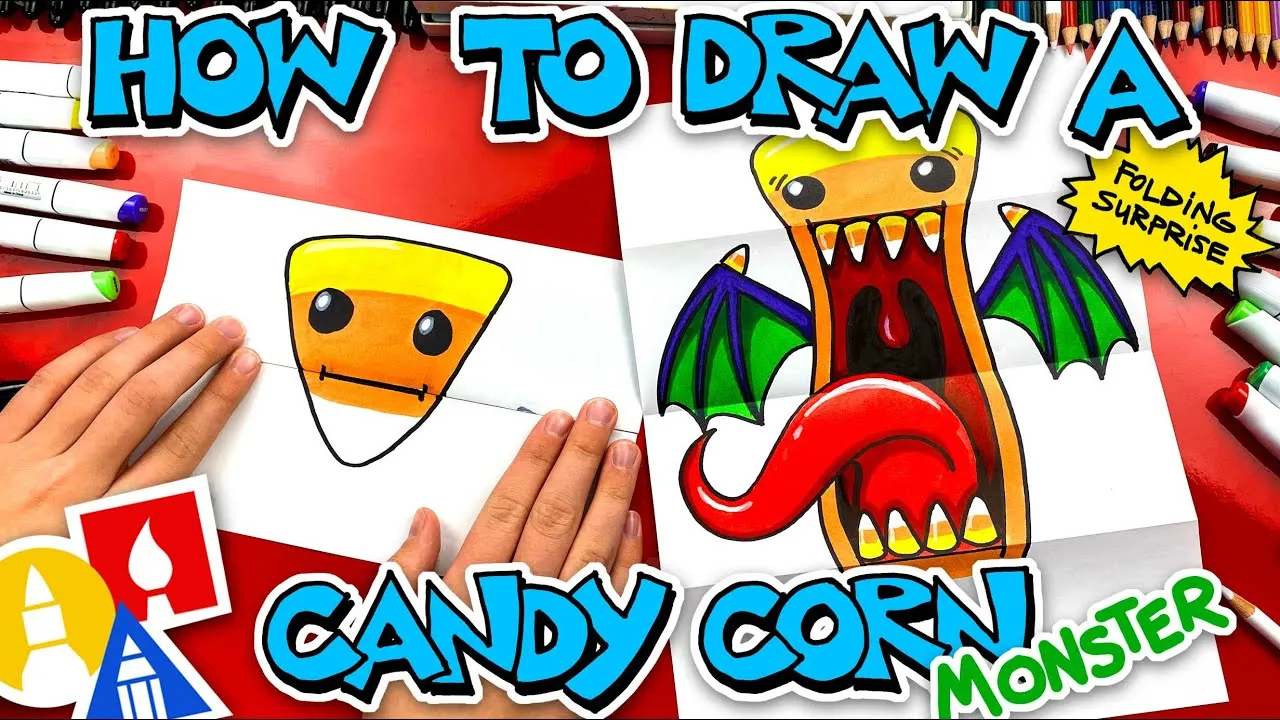 How To Draw A Candy Corn Monster Folding Surprise - ClassX